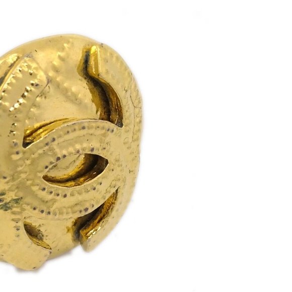 Chanel Button Earrings Gold Clip-On - Picture 3 of 4